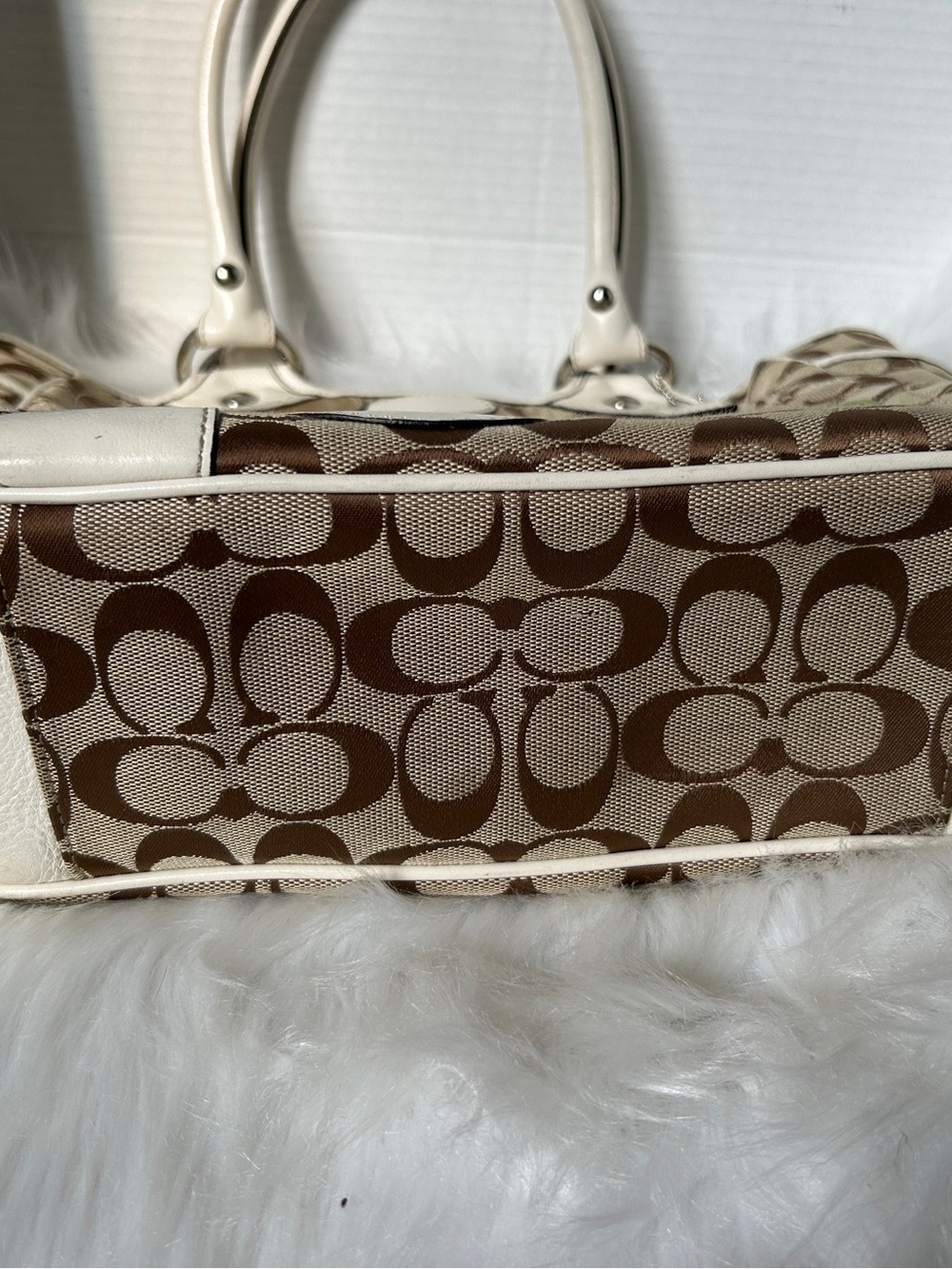 Coach Bleeker Daisy Appliqué Tote Bag in Beige/White/Green - Picture 6 of 12